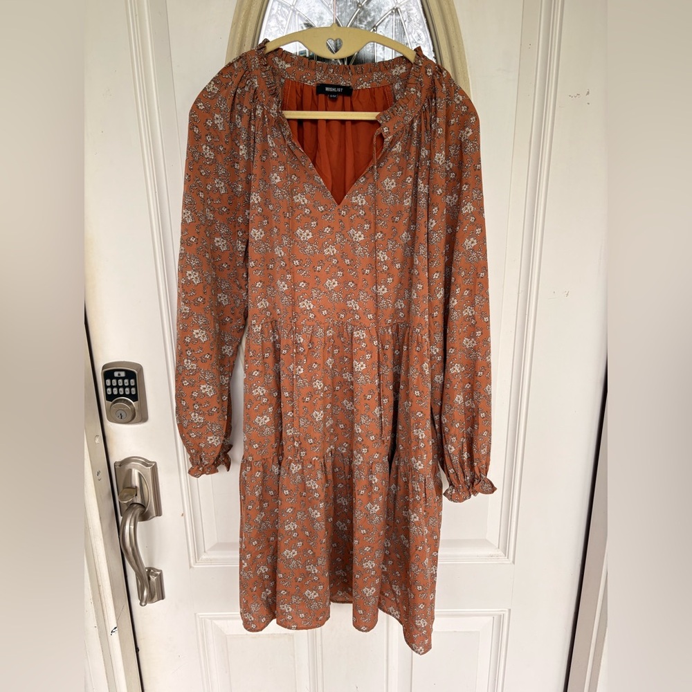 Wishlist Orange Floral Long Sleeve Dress
